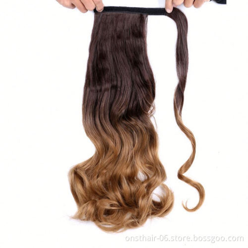 MYZYR Long Curly/Straight Clip in Hair Tail Nature False Ponytail Hairpiece With Hairpins Synthetic Ponytail Hair Extension